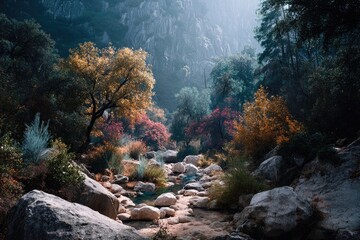 Autumnal mountain stream scene