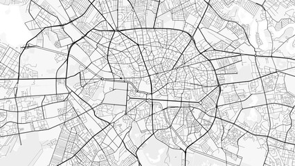 Bucharest City Map. Minimalist black and white line art poster for printing, wallpaper, wall art for home and office decor