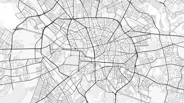 Bucharest City Map. Minimalist black and white line art poster for printing, wallpaper, wall art for home and office decor
