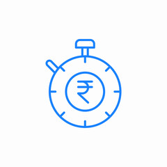 stopwatch rupee time icon sign vector