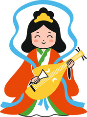 シンプルな弁財天のイラスト（カラフル）