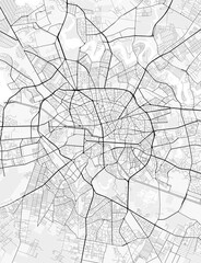 Bucharest City Map. Minimalist black and white line art poster for printing, wallpaper, wall art for home and office decor