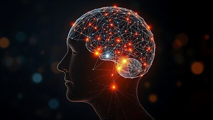 A fading neural network within an elder's silhouette, highlighting a path to wellness and vitality.