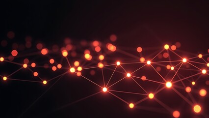 Futuristic network concept with glowing nodes and lines, set against a dark and atmospheric background.