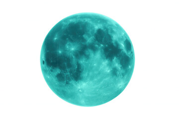 Naklejka premium Turquoise full moon glowing on a transparent background, perfect for space and astronomy projects