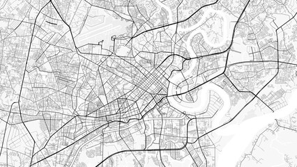 Ho Chi Minh City Map. Minimalist black and white line art poster for printing, wallpaper, wall art for home and office decor