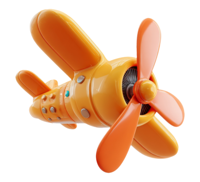 Vibrant Orange Toy Airplane with Transparent Background for Fun Use