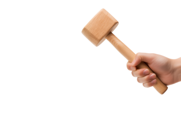 Wooden Meat Mallet: A Close-Up View of a Hand Holding a Kitchen Tool on transparent background png
