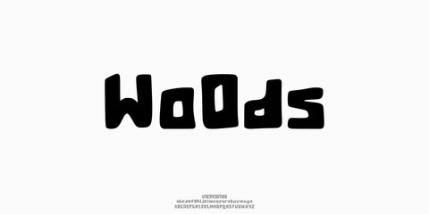 Woods is a chunky, rounded handwritten display font with playful block letters perfect for logos, headlines, posters, kids’ products and bold branding. Vector EPS modern serif