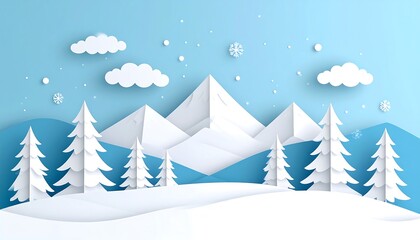 Winter landscape with mountains and trees