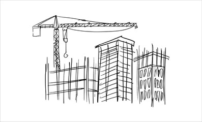 Building crane sketch © pikovit