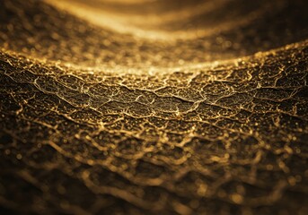 Abstract golden network with intricate webbed patterns and textured luminosity
