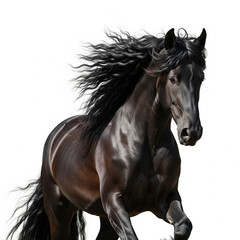 Obraz premium Majestic Black Stallion Running: Equine Beauty and Grace in Animal Photography