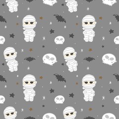 Cute Mummy Halloween Seamless Pattern