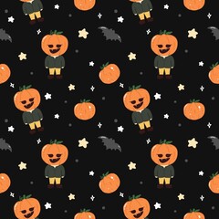 Pumpkin Jack-o’-lantern Halloween Seamless Pattern