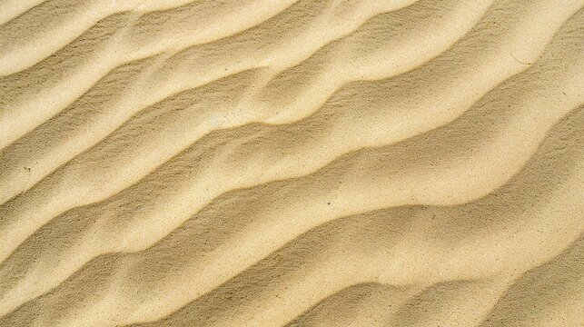 Windblown sand texture with smooth parallel ridges in light brown natural desert patterns showing erosion and geological formation details under sunlight.