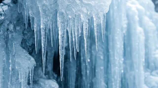 Frozen Waterfall Icicles: Winter Wonderland Scene
