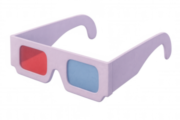 3d glasses with red and blue lenses are presented on a transparent background, ready for viewing immersive content