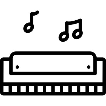 black harmonica with musical notes clip art preview