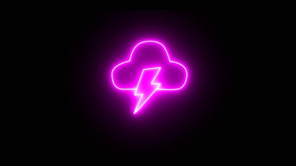 Neon rainy and windy weather icon image. neon cloud and raindrops icon image