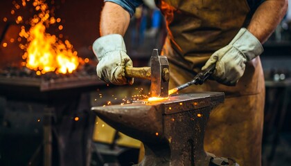Blacksmith working hot metal
