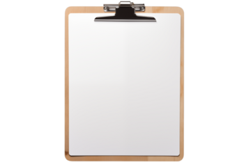 Wooden Clipboard with Blank Paper: Perfect for Office & Note-Taking on transparent background png