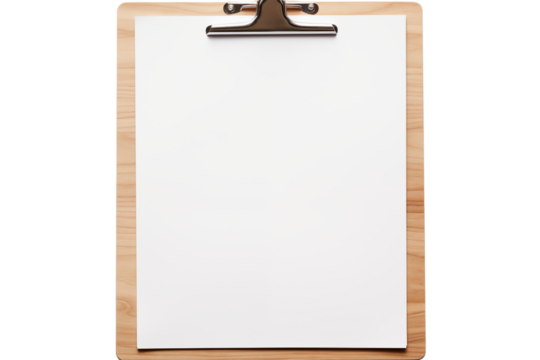 Blank Clipboard on Wooden Board: Perfect for Your Notes on transparent background png