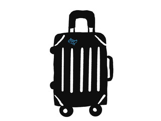 Hand drawn suitcase with airplane stickers