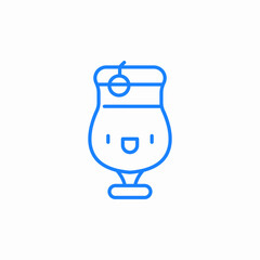 cocktail in tall glass with cherry icon sign vector