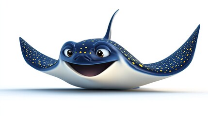 Fototapeta premium Cartoon stingray character illustration with happy expression and bright colors for kids design