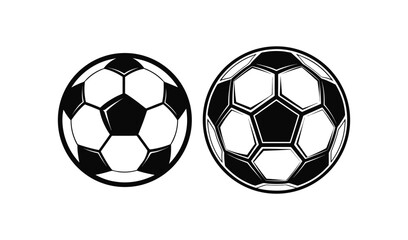 Two classic black and white soccer balls side by side