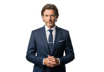Professional businessman in suit portrait photography, executive corporate leader image, handsome man stock photo, isolated on transparent background