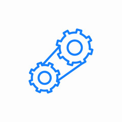 gear mechanism with belt or chain icon sign vector
