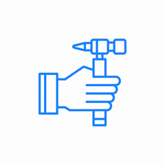 hand holding hammer icon sign vector