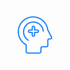 head profile with health cross icon sign vector