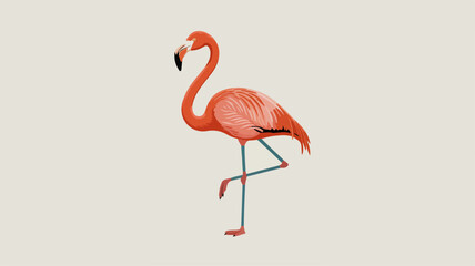 Fototapeta premium Pink flamingo standing on one leg in minimalistic style