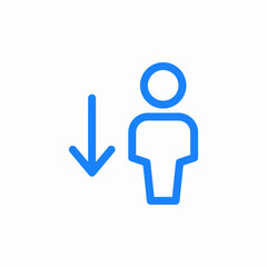 person arrow down icon sign vector