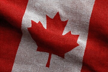 Close-up of a waving Canadian flag