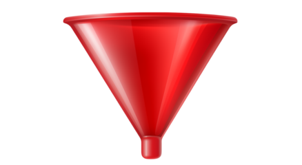 Red Plastic Funnel: A Vivid, Detailed Close-up on transparent background png