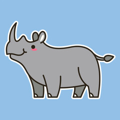 Cute Cartoon animal simple illustration art isolated design for kid education. rhinoceros