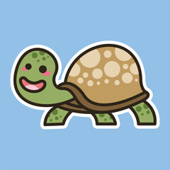 Cute Cartoon animal simple illustration art isolated design for kid education. turtle tortoise