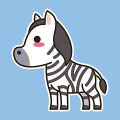 Cute Cartoon animal simple illustration art isolated design for kid education. zebra