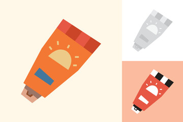 Three Different Flat Solid Color Theme of Sunscreen Clipart in Cutout Style