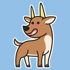 Cute Cartoon animal simple illustration art isolated design for kid education. antelope