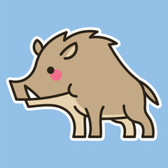 Cute Cartoon animal simple illustration art isolated design for kid education. boar