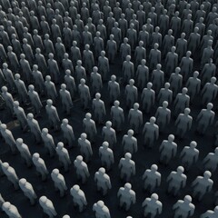 Obraz premium An expansive arrangement of uniform figures forming a dense and textured human landscape
