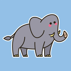 Cute Cartoon animal simple illustration art isolated design for kid education. elephant