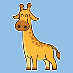Cute Cartoon animal simple illustration art isolated design for kid education. giraffe