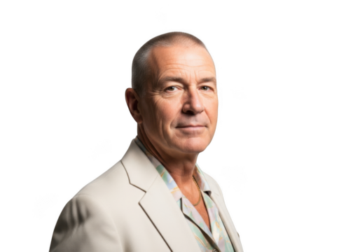Professional headshot of bald man in suit, business portrait, corporate image, head and shoulders stock photo, png image, isolated on transparent background