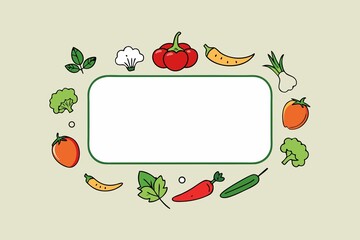 Colorful Vegetable Frame with Empty White Space for Text or Message